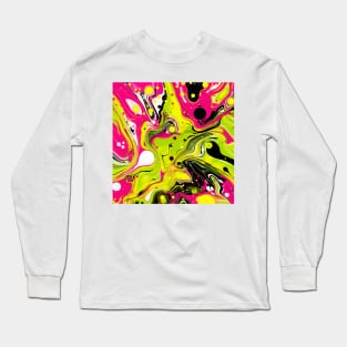 Lime Green and Magenta Flow Art Long Sleeve T-Shirt